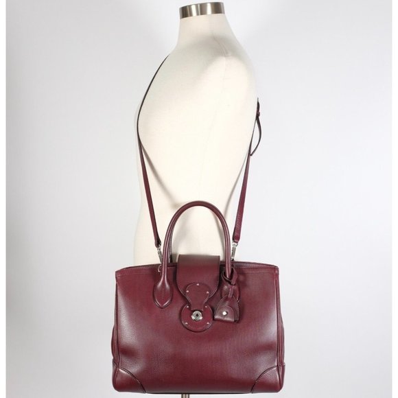 Ralph Lauren Purple Label Collection bag handbag Ricky soft burgundy open top - Picture 10 of 16